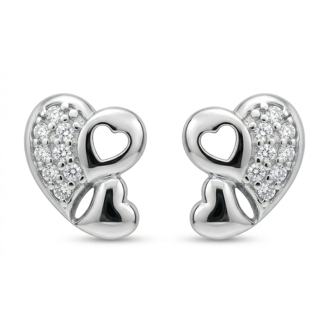 925 sterling silver Double Heart Earring by Silvme, an elegant accessory for her, ideal for everyday styling