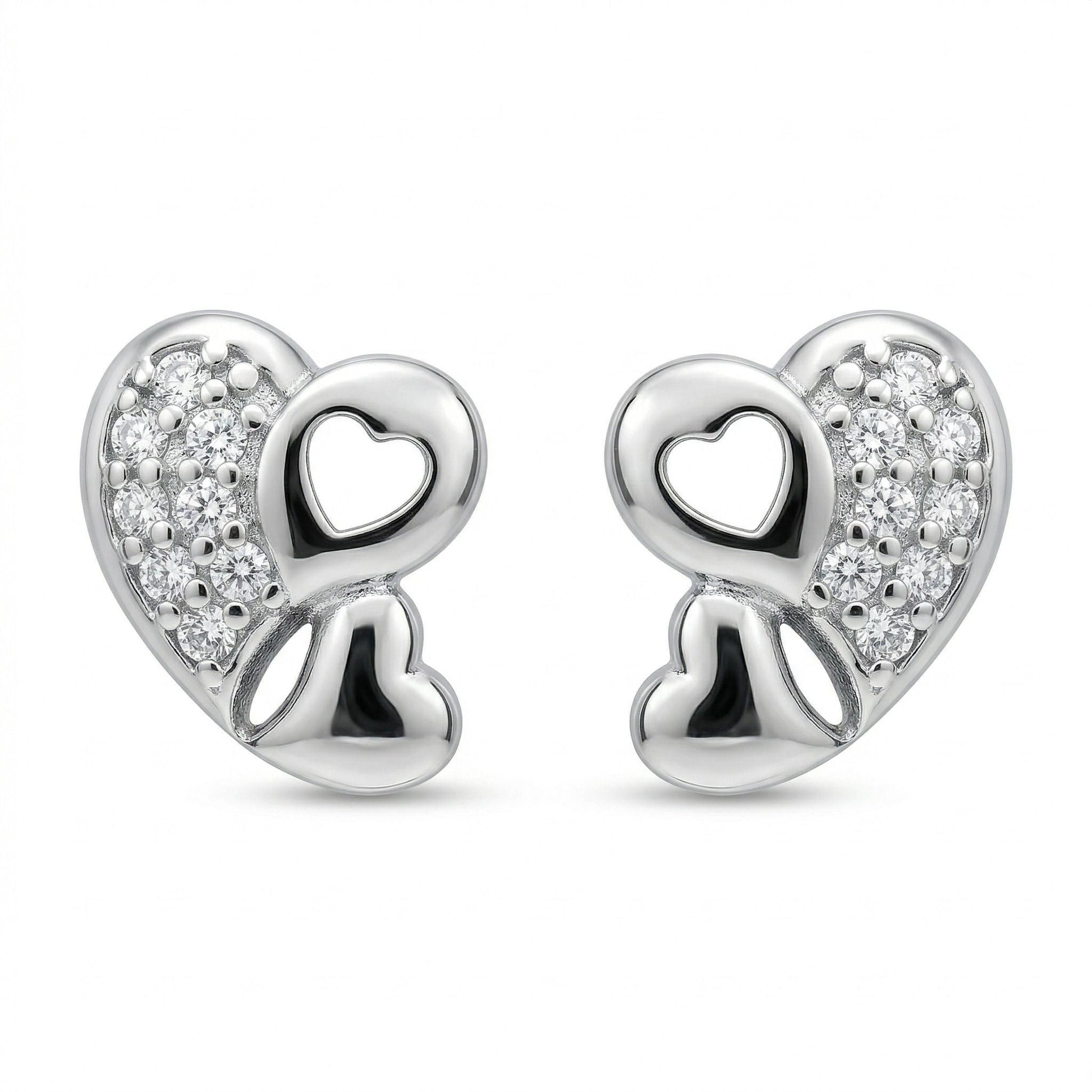 Double-Heart Stud Earrings, front product view