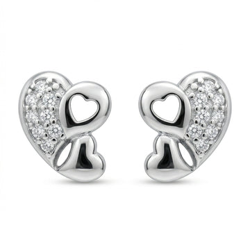 Double-Heart Stud Earrings, front product view