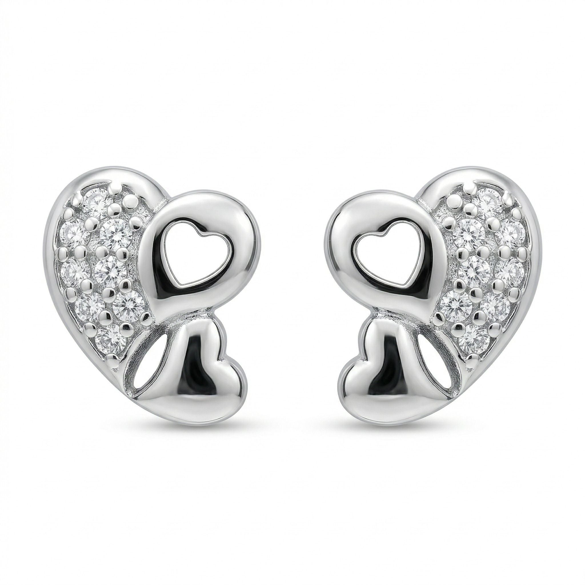 Silvme Pure 925 Sterling Silver Double Heart Earring for Women & Girls | Silvme 925 Sterling Silver