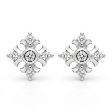 Ornate Floral Cross Stud Earrings, front product view