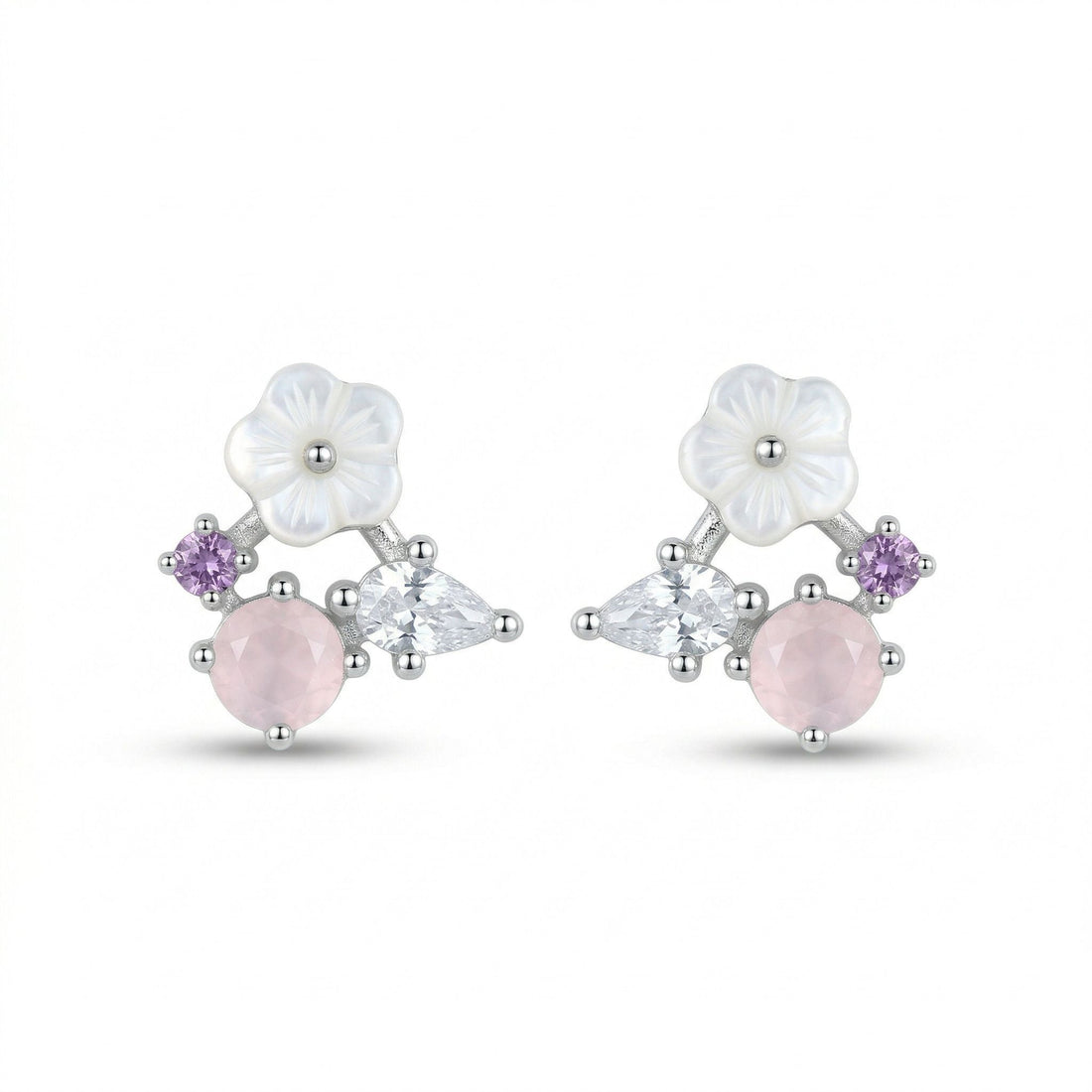 Silvme Blossom Breeze Pastel-Cluster Stud Earrings in 925 sterling silver, jewellery for women