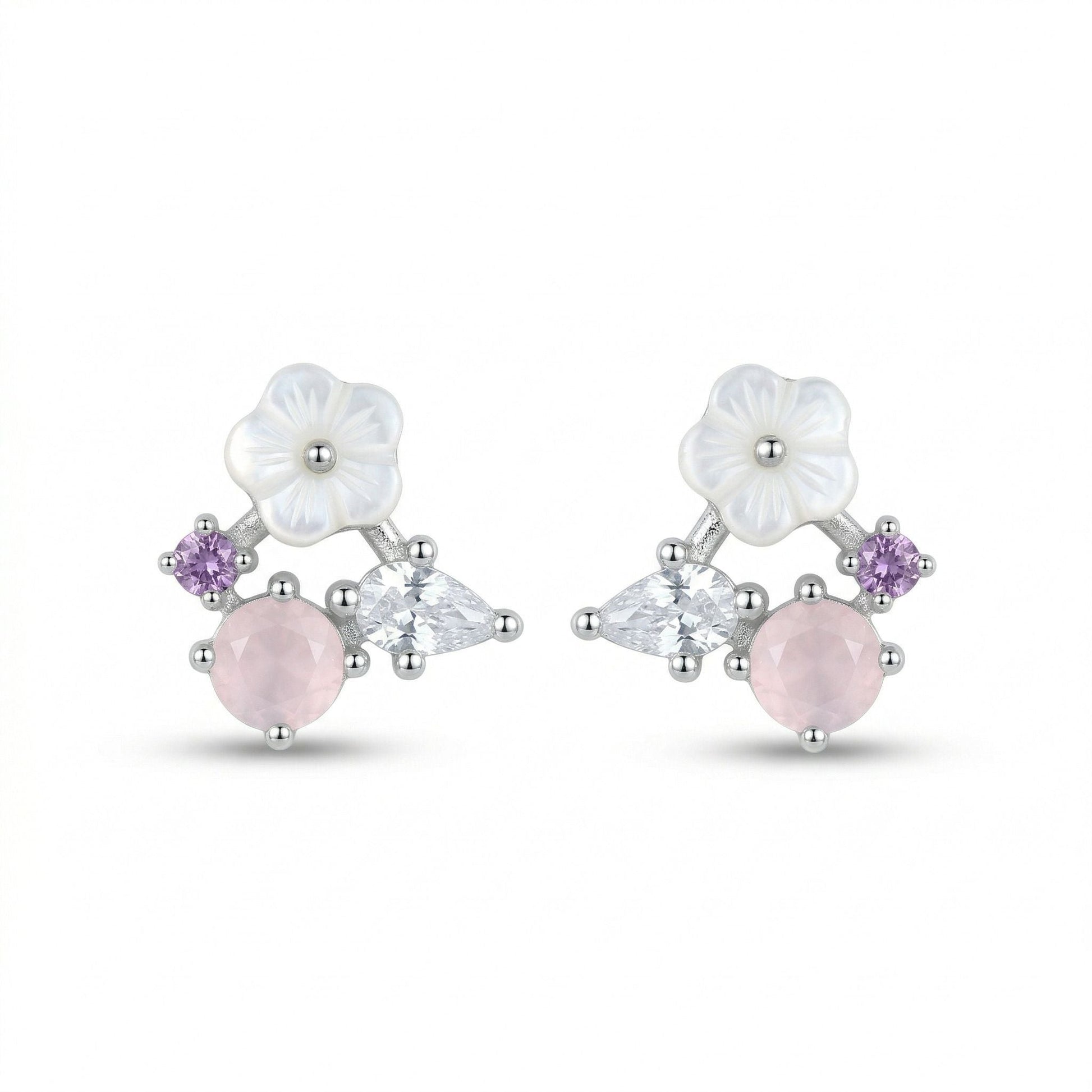 Blossom Breeze Pastel-Cluster Stud Earrings, front product view
