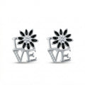 Silvme Pure 925 Silver LOVE Script Daisy CZ Stud Earrings for Women | Silvme 925 Sterling Silver