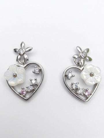Heart Flower Drop Earrings, front product view