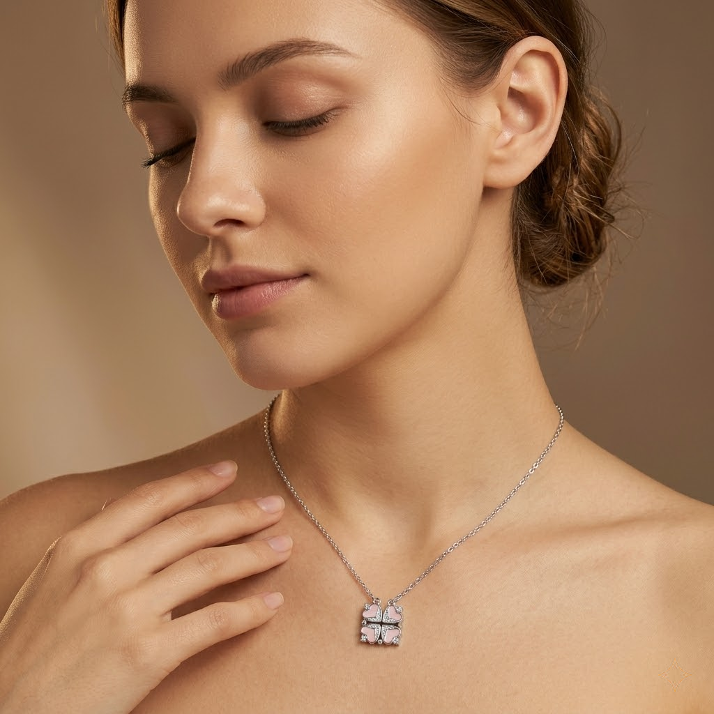 Silvme Clover Heart Pendant Necklace with its softly polished 925 sterling silver surface, luxury silver design