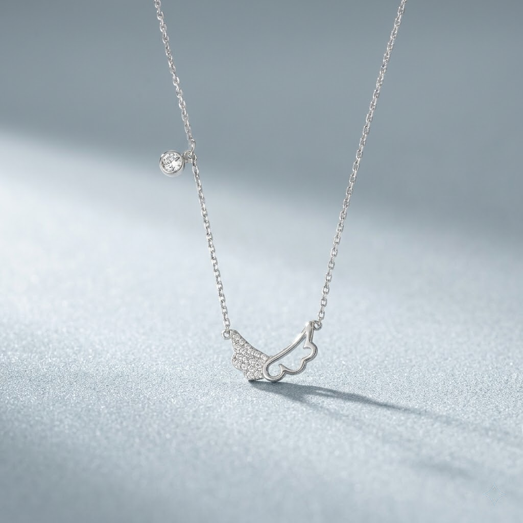 Silvme Sparkle Wing Pendant Necklace in 925 silver, a fine pick as an anniversary gift for women