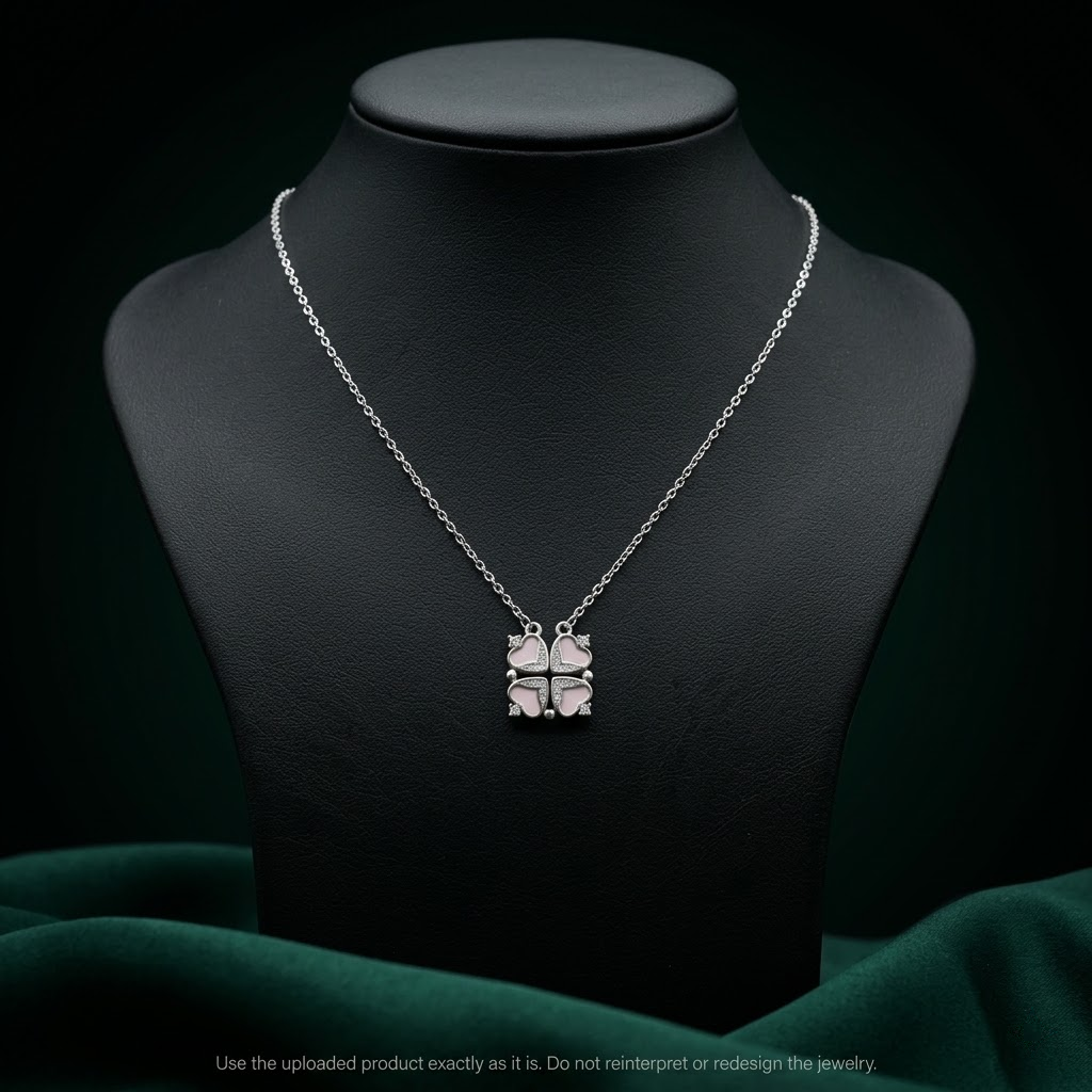925 sterling silver 925 purity on the Silvme Clover Heart Pendant Necklace in 925 sterling silver for women