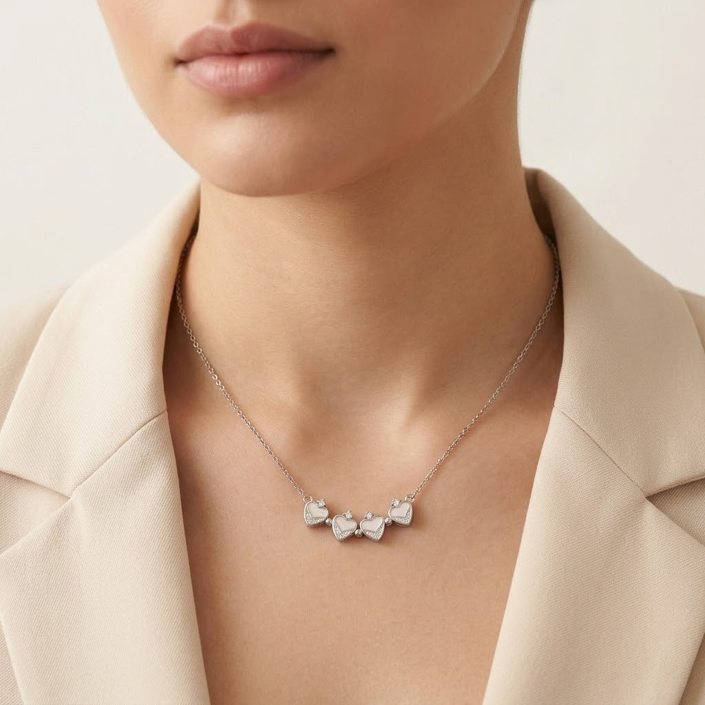 Silvme Clover Heart Pendant Necklace in 925 silver, a thoughtful jewellery gift for women, refined silver accessory