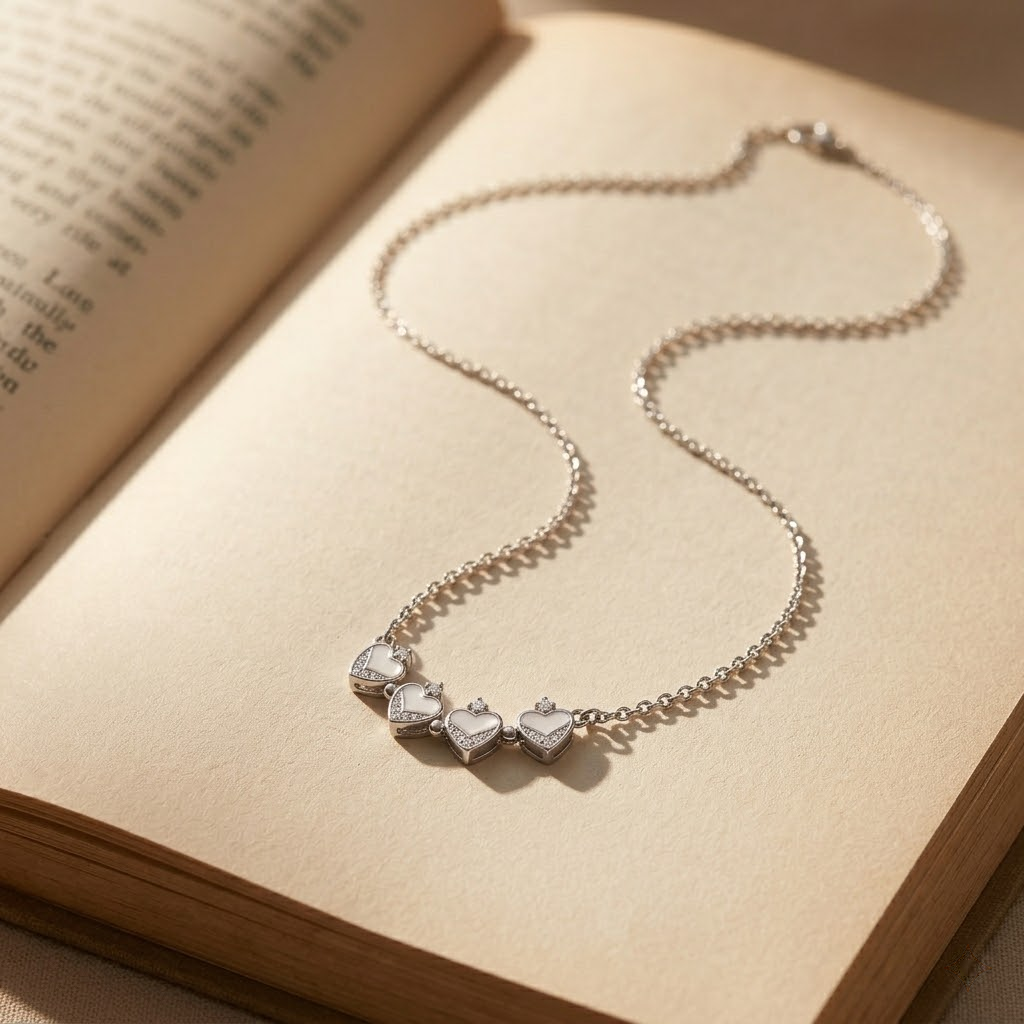 Silvme Clover Heart Pendant Necklace in 925 silver, a fine pick as a birthday gift, refined silver accessory